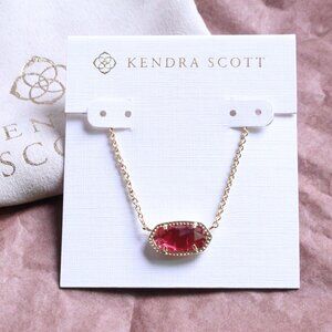 Kendra Scott Elisa Gold Pendant Necklace Berry Red Glass
